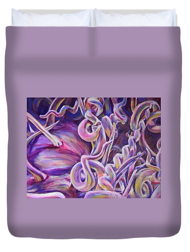 Aquarium Duvet Cover featuring the painting Suite Judy's Fish Tank by Art by Kar