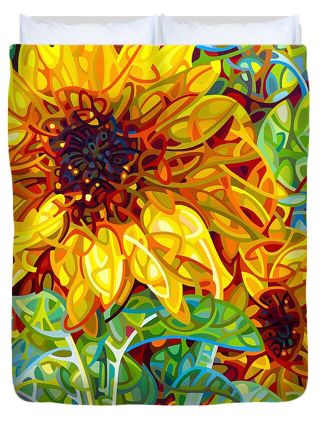 Summer Duvet Cover featuring the painting Summer in the Garden by Mandy Budan
