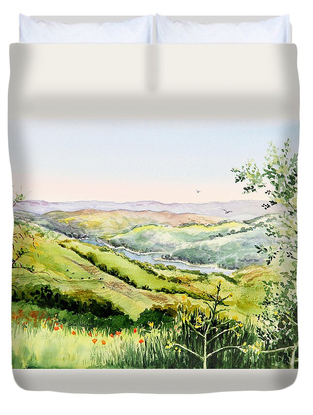 Inspiration Duvet Cover featuring the painting Summer Landscape Inspiration Point Orinda California by Irina Sztukowski