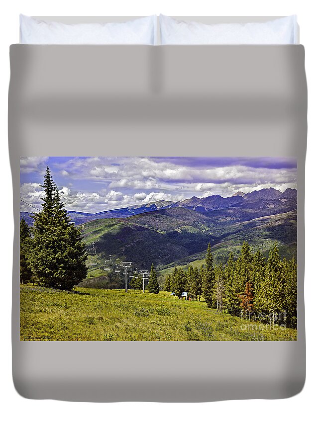 Ski Lift Duvet Cover featuring the photograph Summer Lifts - Vail by Madeline Ellis