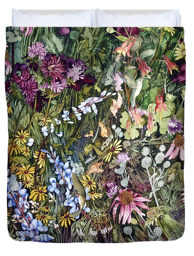 Flinch Duvet Cover featuring the painting Summer Prairie I by Helen Klebesadel