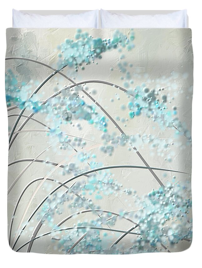 Blue Duvet Cover featuring the painting Summer Showers by Lourry Legarde