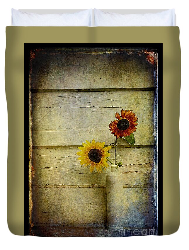Sunflowers Duvet Cover featuring the photograph Summer Sunflowers by Sari Sauls