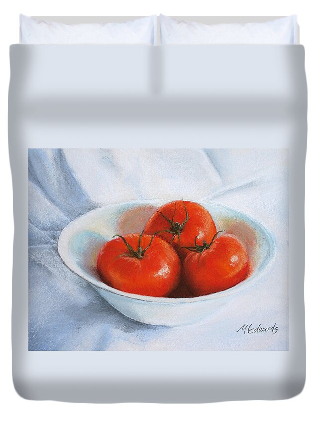 Summer Duvet Cover featuring the pastel Summer Tomatoes by Marna Edwards Flavell