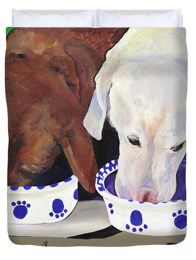 Pat Saunders-white Duvet Cover featuring the painting Summer Wag Ale by Pat Saunders-White