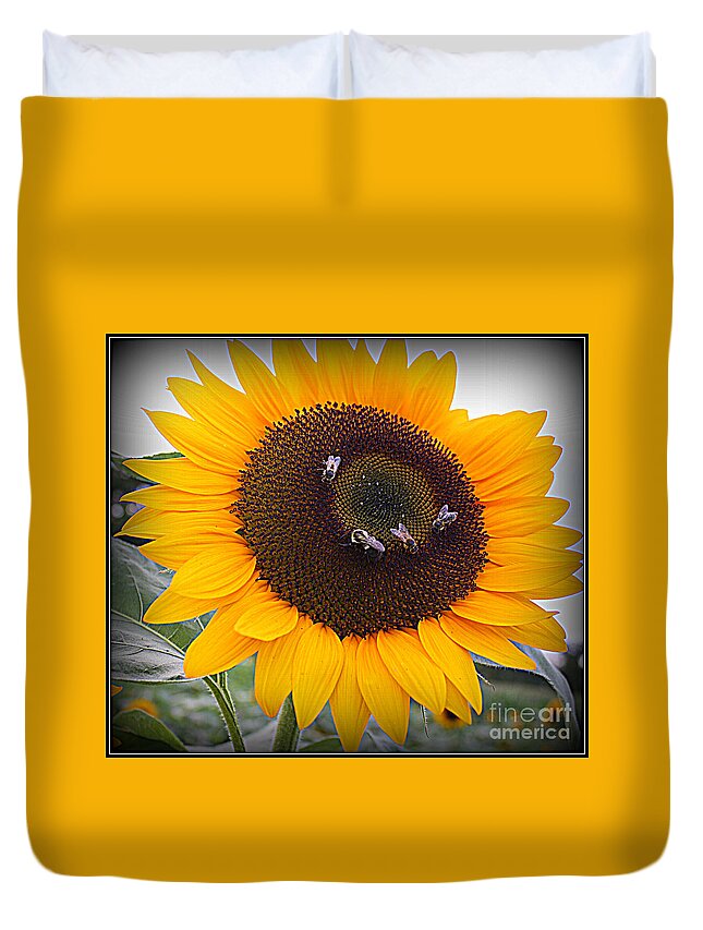 Sunflower Duvet Cover featuring the photograph Summertime Beauty - Sunflower by Dora Sofia Caputo