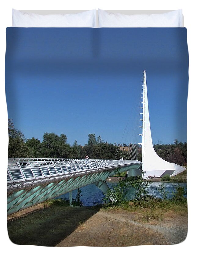 Bridge Framed Prints Duvet Cover featuring the photograph Sun Dial Bridge 2 by Ron Roberts