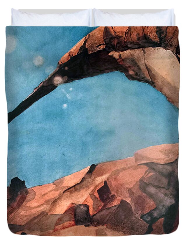 Utah Duvet Cover featuring the painting Sun Dogs by Sean Parnell