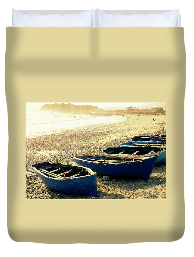 Tranquility Duvet Cover featuring the photograph Sun Drenched Beach by Bernd Schunack