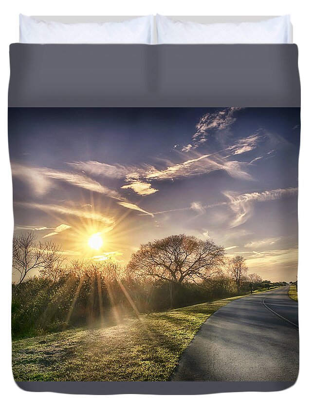 Florida Duvet Cover featuring the photograph Sun Rays by Louise Hill