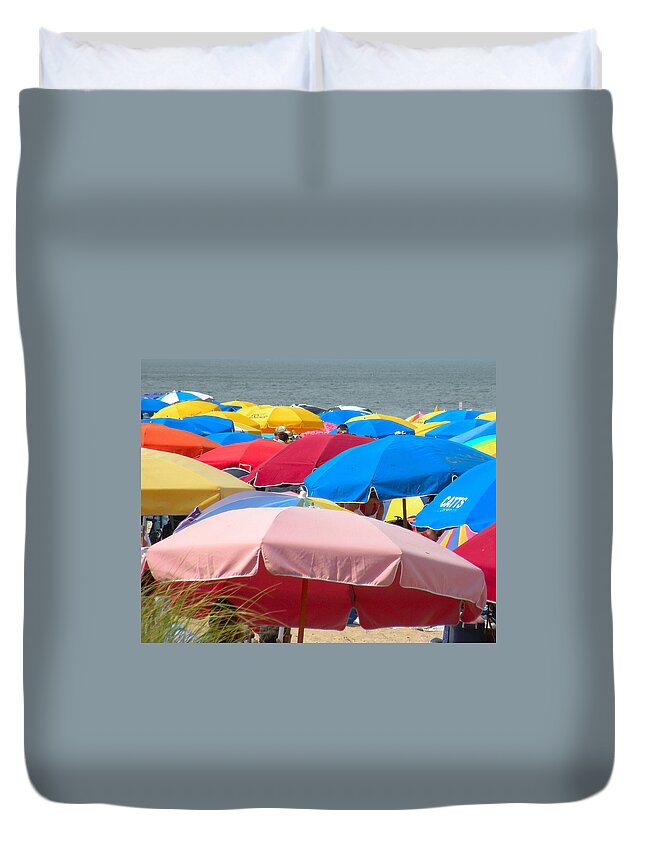 Beach Duvet Cover featuring the photograph Sunbrellas by Kim Bemis