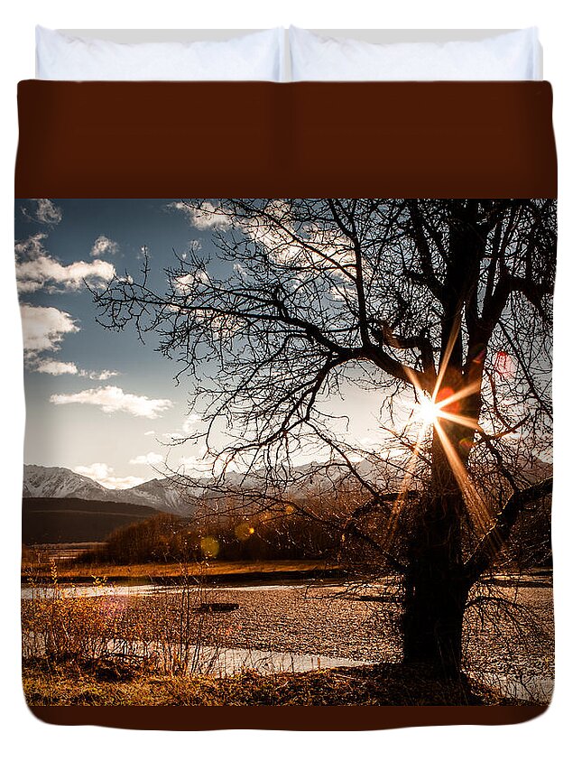 Alaska Duvet Cover featuring the photograph Sunday Afternoon Sunglow by Michele Cornelius