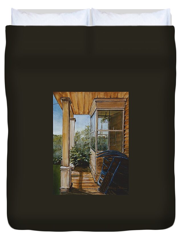 Prairie Duvet Cover featuring the painting Sunday Morning by Diane Strain