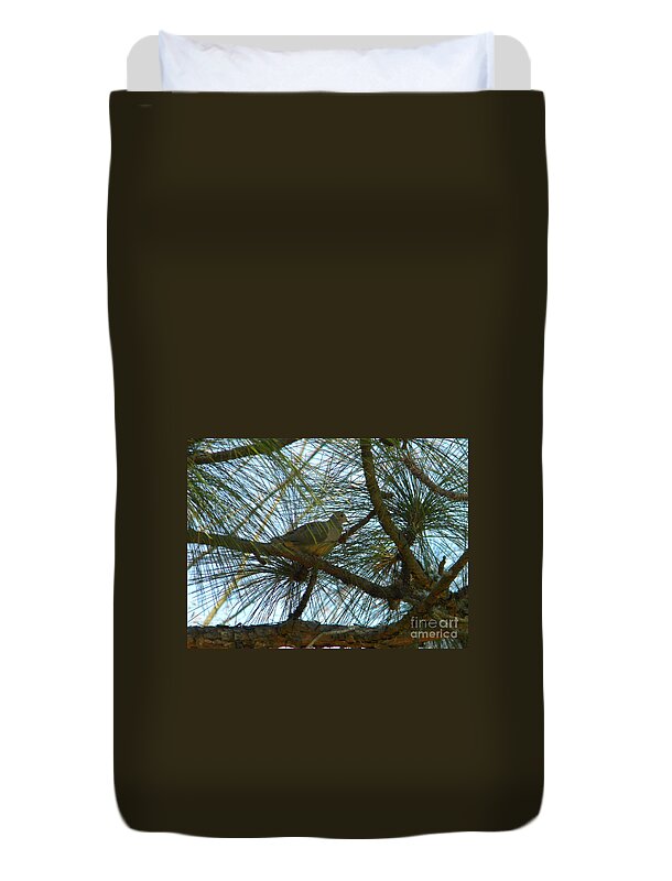 Postcard Duvet Cover featuring the digital art Sunday Morning Dove by Matthew Seufer