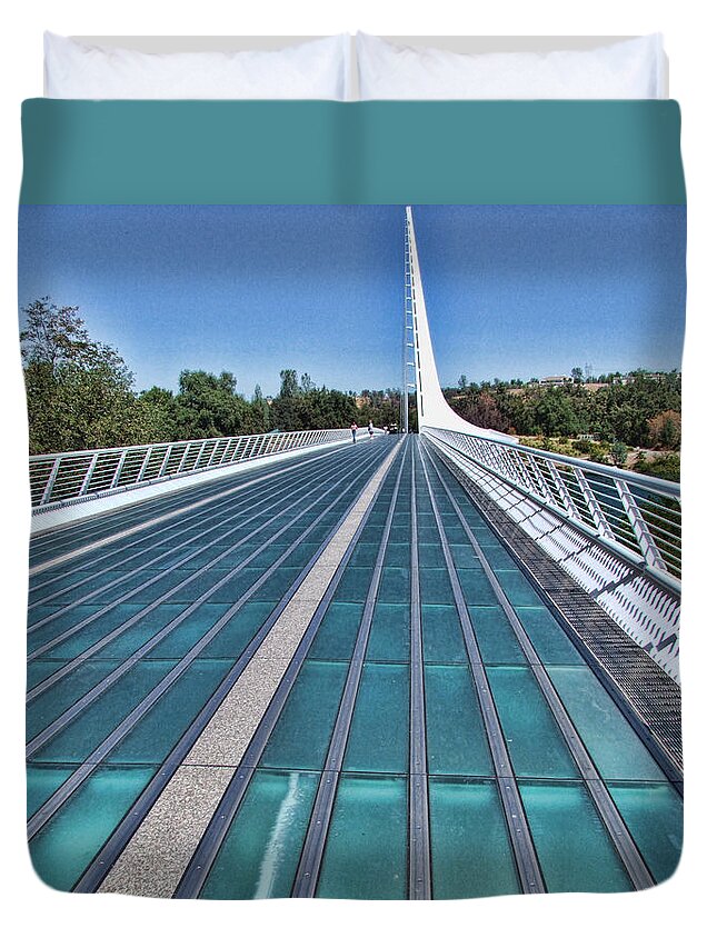 Bridge Duvet Cover featuring the photograph Sundial Bridge by Ron Roberts