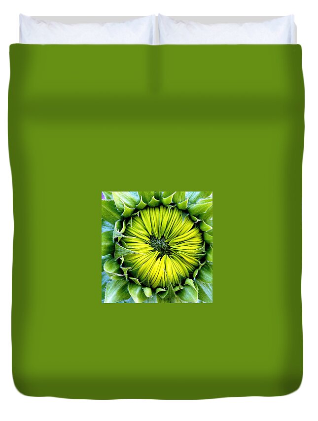 Sunflower Duvet Cover featuring the photograph Sunflower Closed by Jeff Lowe