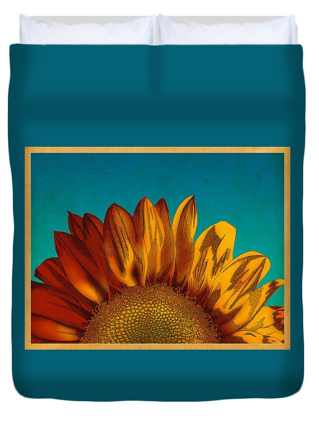 Sunflower Flower Duvet Cover featuring the drawing Sunflower by Meg Shearer