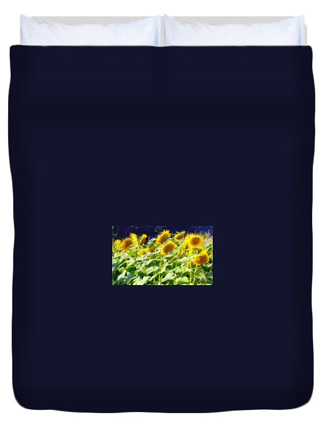Massachusetts Duvet Cover featuring the photograph Sunflowers in Abstract by Caroline Stella