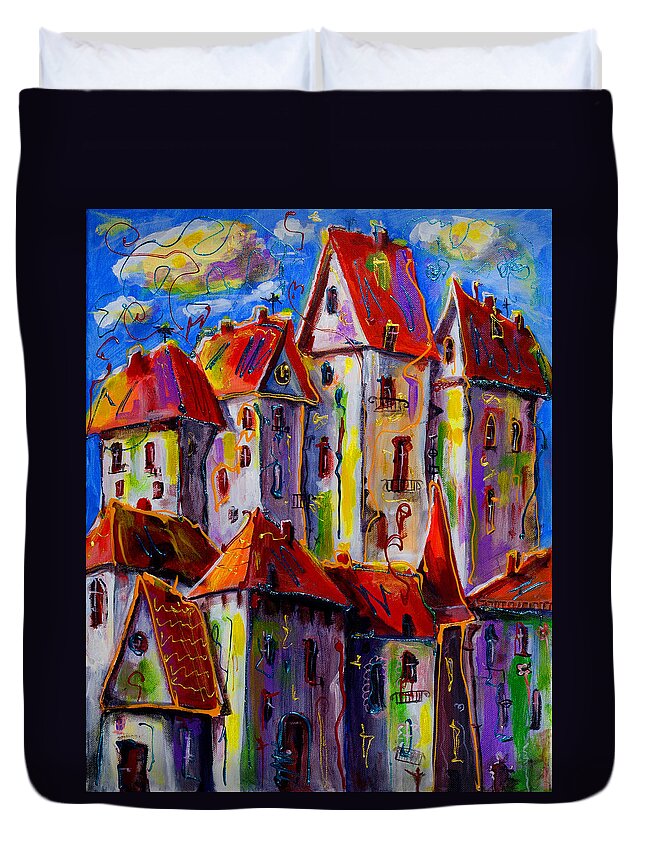 Sunny City Duvet Cover featuring the painting Sunny City by Maxim Komissarchik