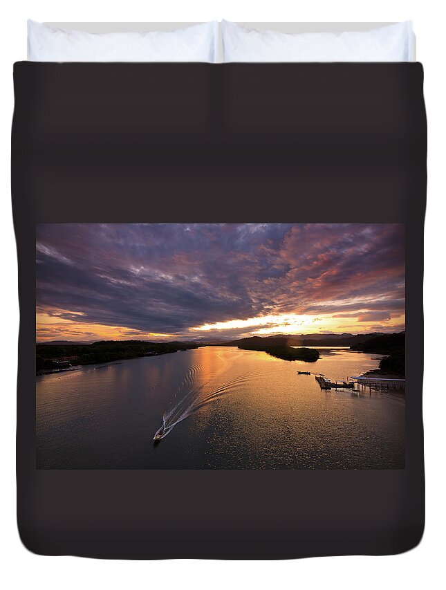 Scenics Duvet Cover featuring the photograph Sunrise At Borneo,sabah,malaysia by Macbrian Mun