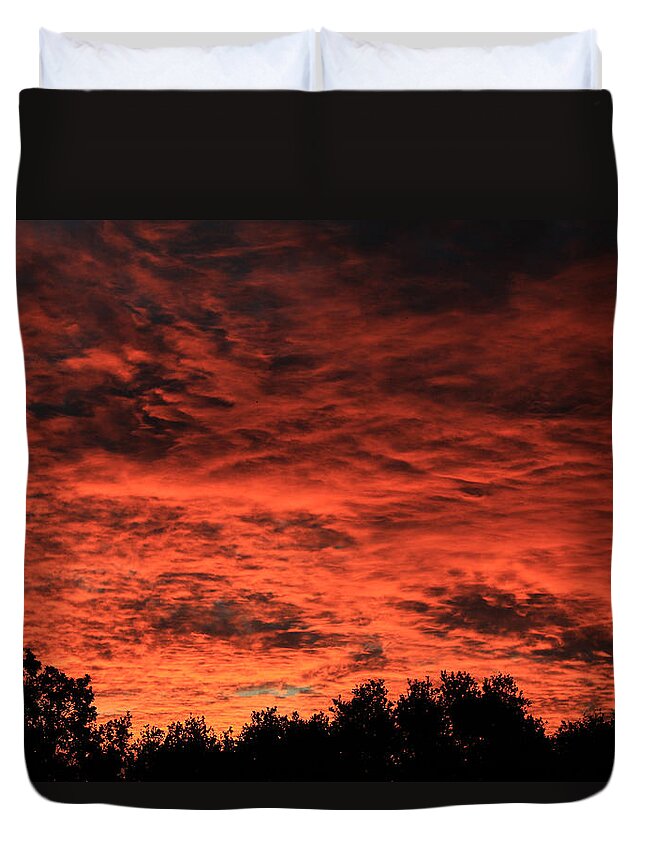 Sunrise Duvet Cover featuring the photograph D2B6394-Sunrise from our Backyard 2 by Ed Cooper Photography