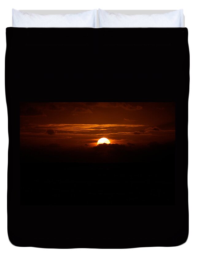 Hawaii Duvet Cover featuring the photograph Sunrise in the Clouds - mua ka malamalama, first light by Lehua Pekelo-Stearns