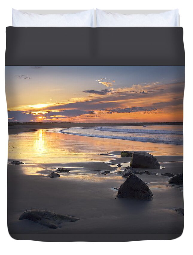 Beaches Duvet Cover featuring the photograph Sunrise On A Beach Near The Port by Irwin Barrett