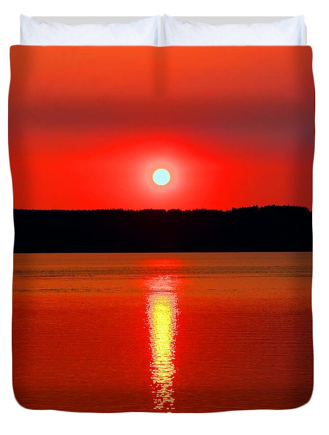 Water Duvet Cover featuring the photograph Sunrise Over Whidbey Island by Tap On Photo