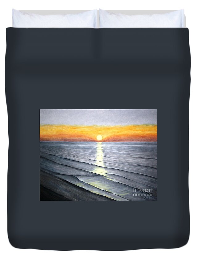 Seascape Duvet Cover featuring the painting Sunrise by Stacy C Bottoms