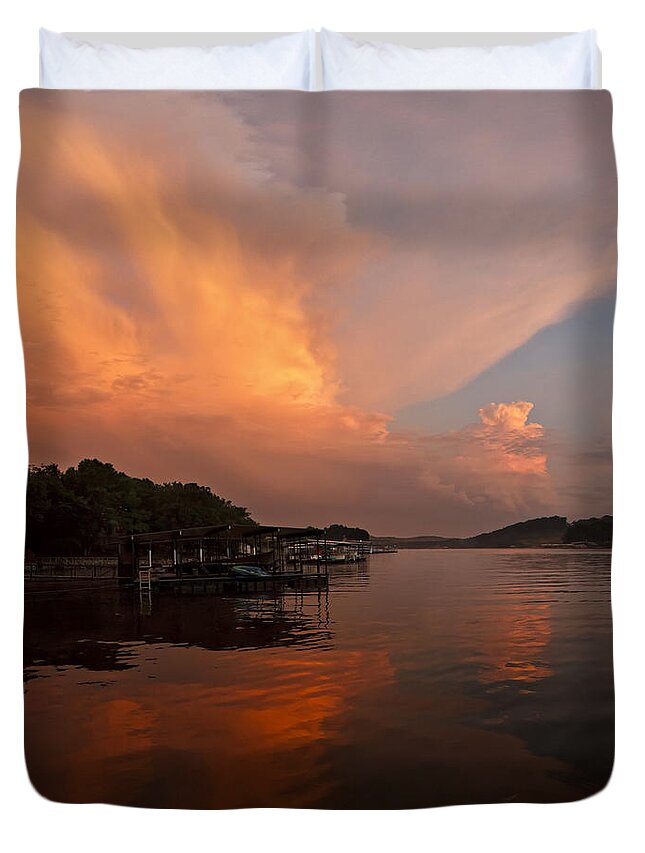 Lake Of The Ozarks Duvet Cover featuring the photograph Sunset at Lake of the Ozarks by Dennis Hedberg