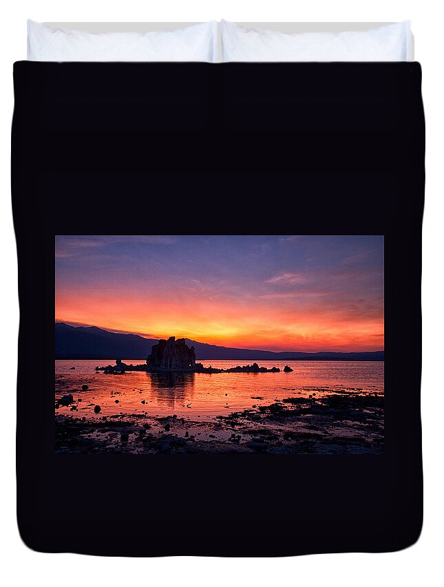 Sunset Duvet Cover featuring the photograph Sunset at Mono Lake by Cat Connor