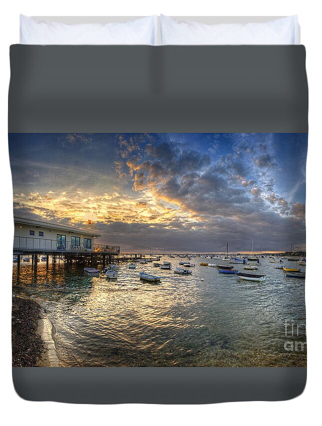 Yhun Suarez Duvet Cover featuring the photograph Sunset At Poole by Yhun Suarez
