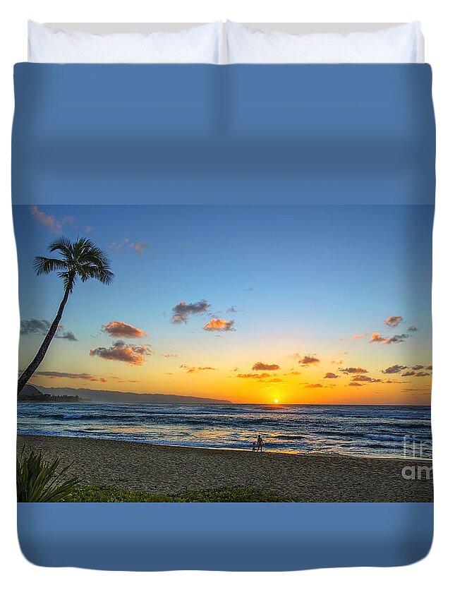 Sunset Beach Duvet Cover featuring the photograph Sunset Beach Aloha Sunset by Aloha Art
