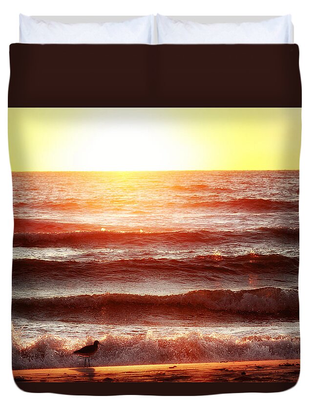 Sunset Duvet Cover featuring the photograph Sunset Beach by Daniel George
