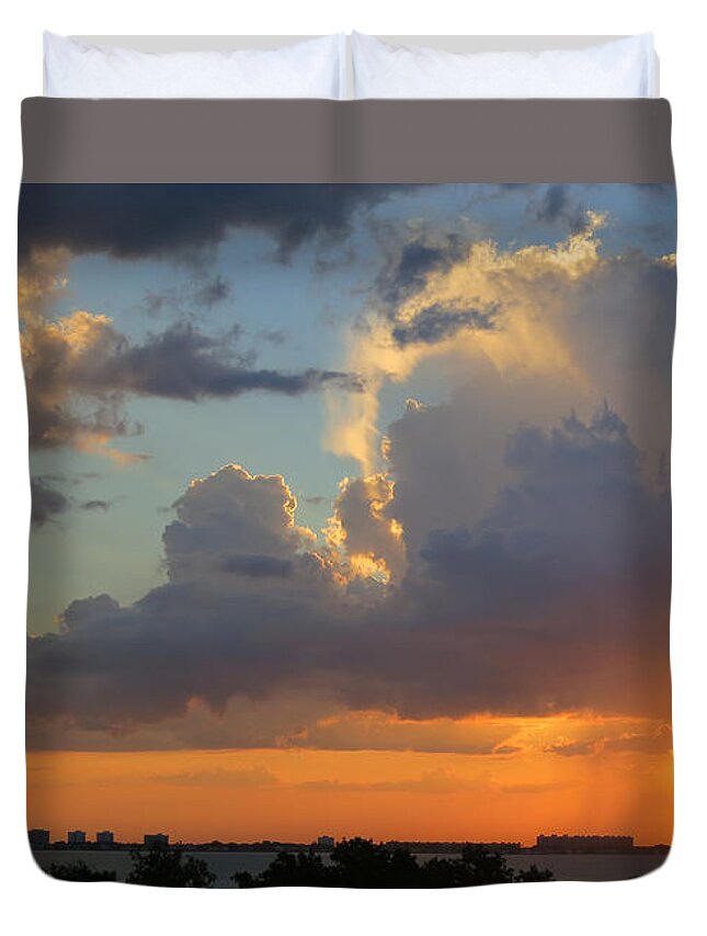 Sunset Duvet Cover featuring the photograph Sunset Shower Sarasota by Richard Goldman