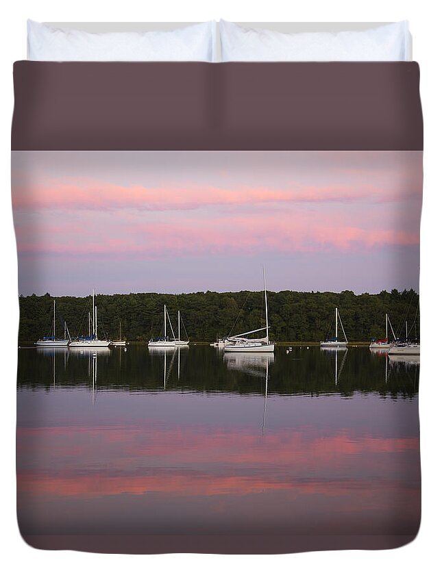 Pink Sunset Duvet Cover featuring the photograph Sunset Embrace by Karol Livote