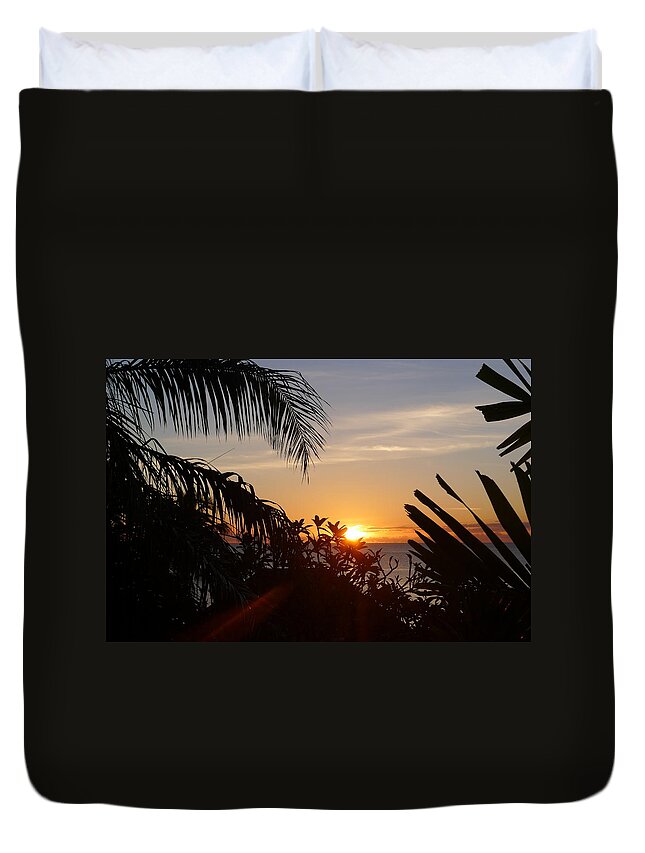 Sunset Duvet Cover featuring the photograph Sunset from Terrace - St. Lucia by Nora Boghossian