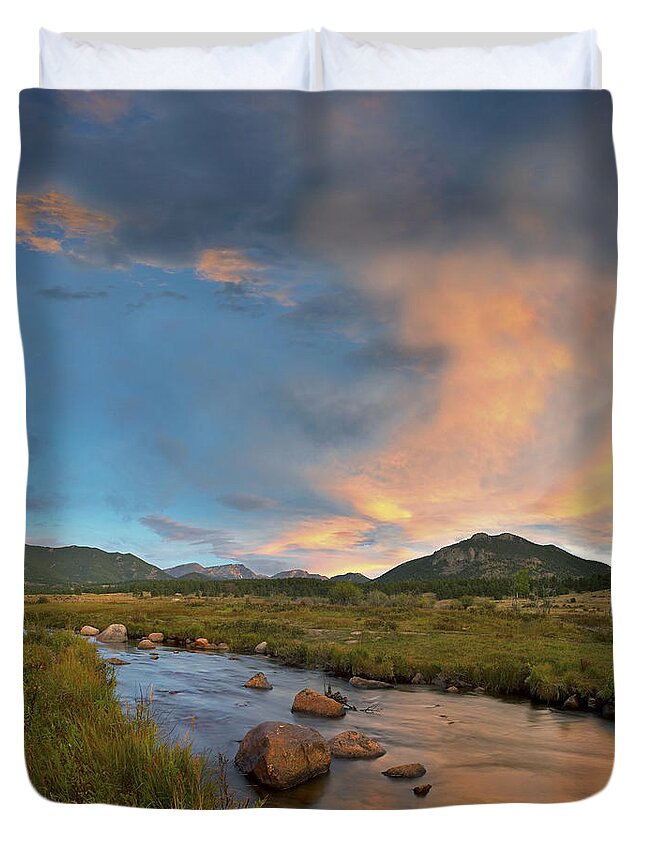 00175151 Duvet Cover featuring the photograph Sunset in Moraine Park by Tim Fitzharris