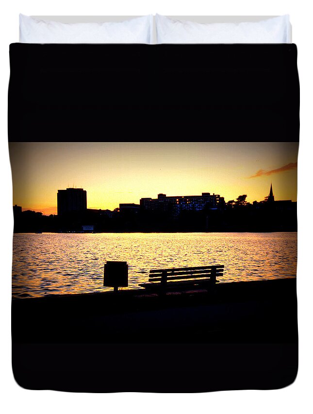 Sunset Duvet Cover featuring the photograph Sunset in Poole Park by Gordon James