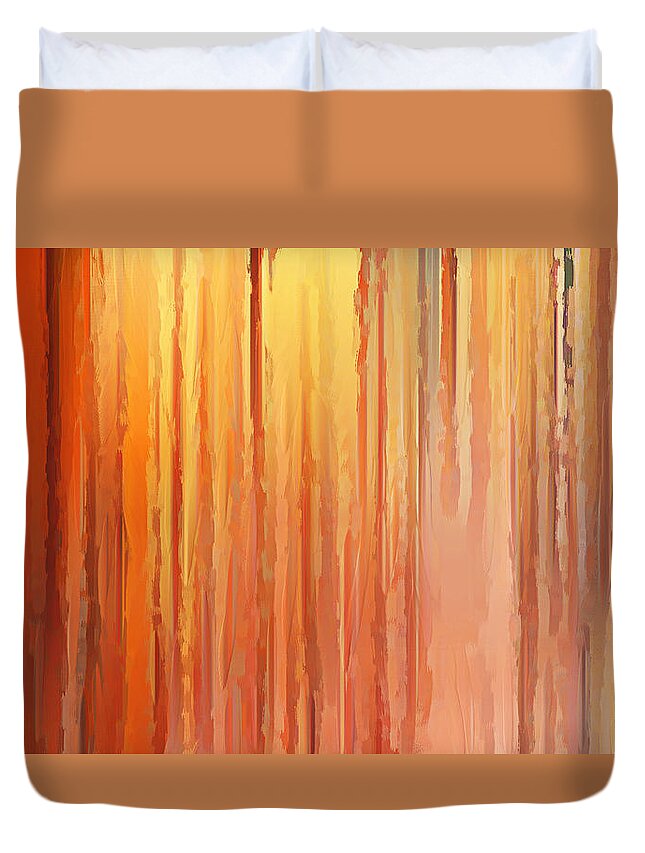 Orange Duvet Cover featuring the painting Sunset Infinity by Lourry Legarde