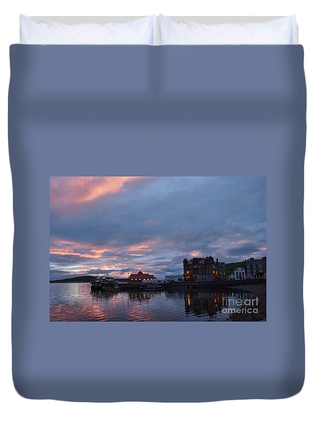 Argyll Duvet Cover featuring the photograph Sunset Oban Scotland by Juli Scalzi