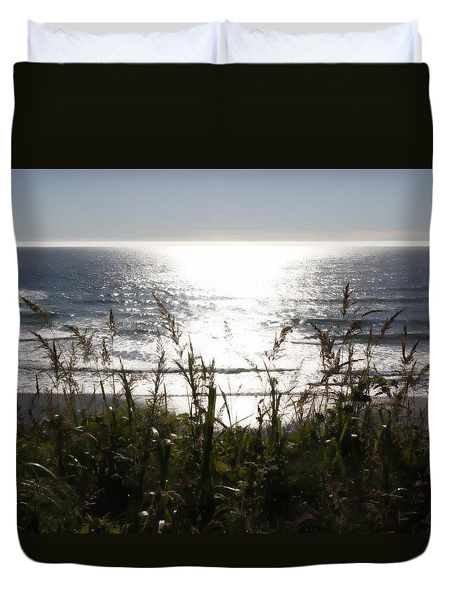Sunset Duvet Cover featuring the photograph Sunset Ocean Glow by Athena Mckinzie