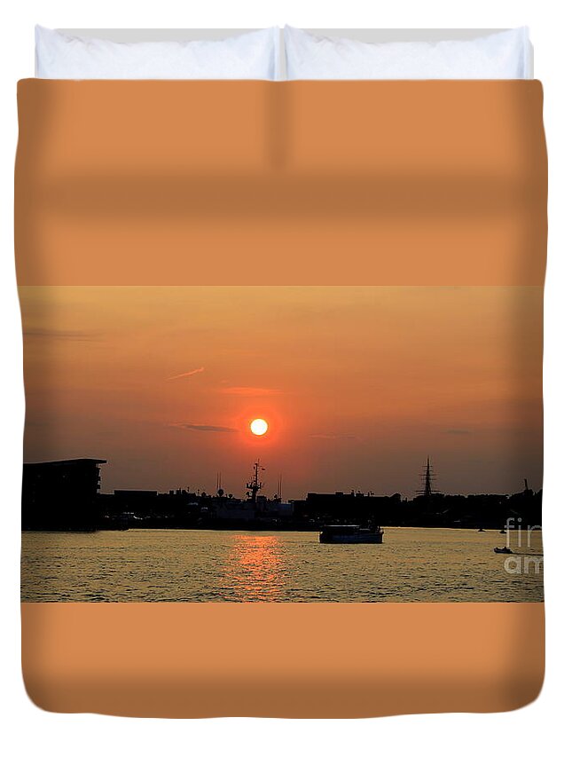Boston Duvet Cover featuring the photograph Sunset Over Boston and Charlestown by Lennie Malvone