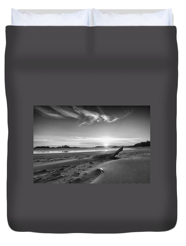 British Columbia Duvet Cover featuring the photograph Sunset Over Schooner Beach by Allan Van Gasbeck