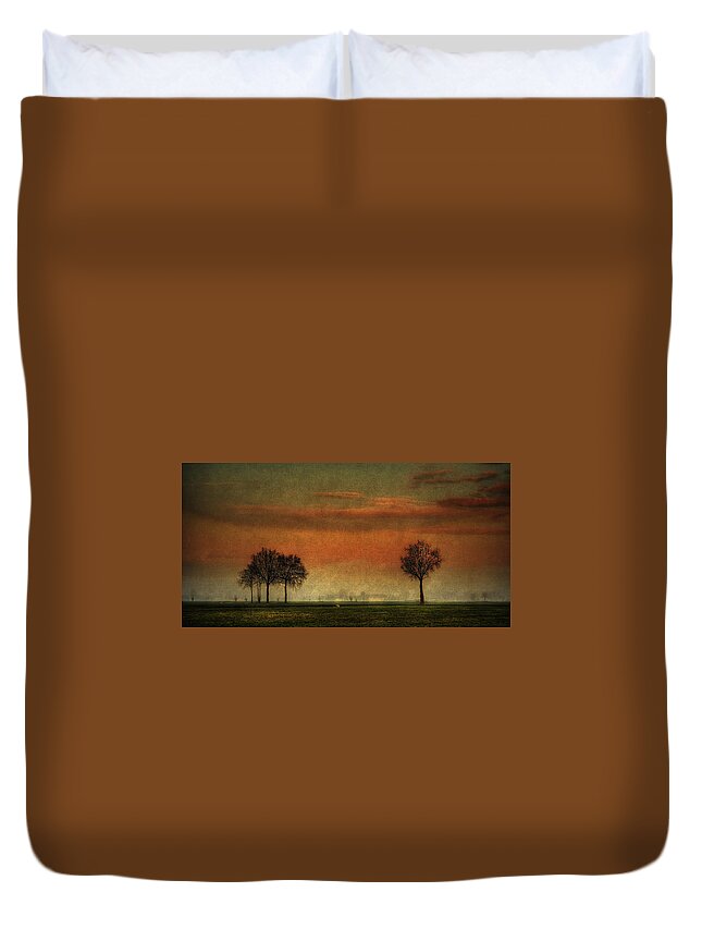 Albairate Duvet Cover featuring the photograph Sunset over the country by Roberto Pagani