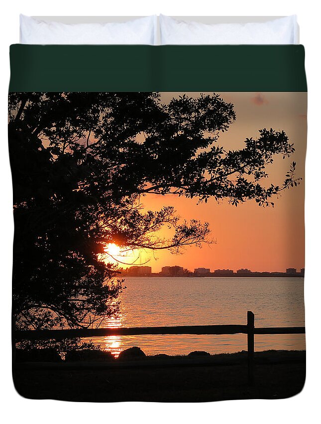 Sunset Duvet Cover featuring the photograph Sunset on Sarasota Harbor by Richard Goldman