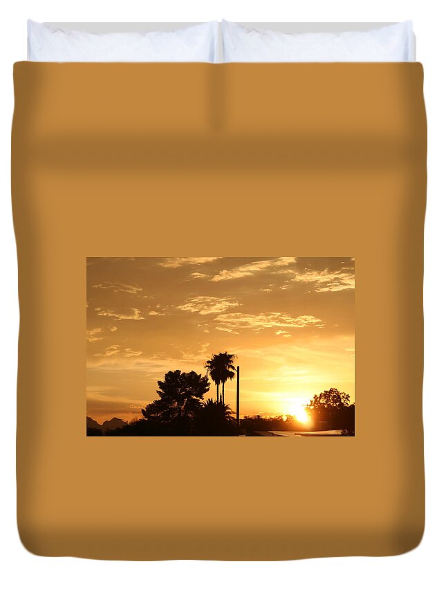 Sunset Duvet Cover featuring the photograph Sunset sillouette by David S Reynolds