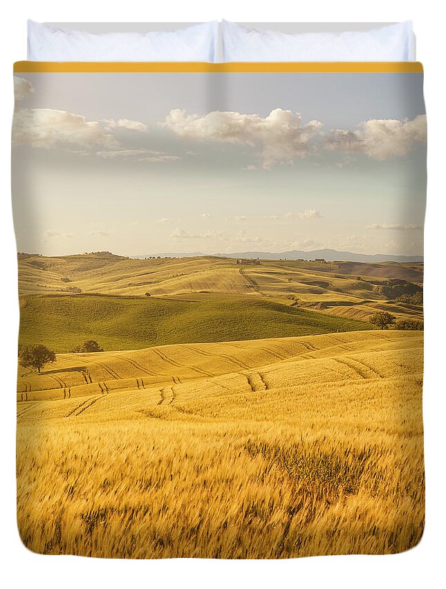 Scenics Duvet Cover featuring the photograph Sunset Tuscany Landscape by Focusstock