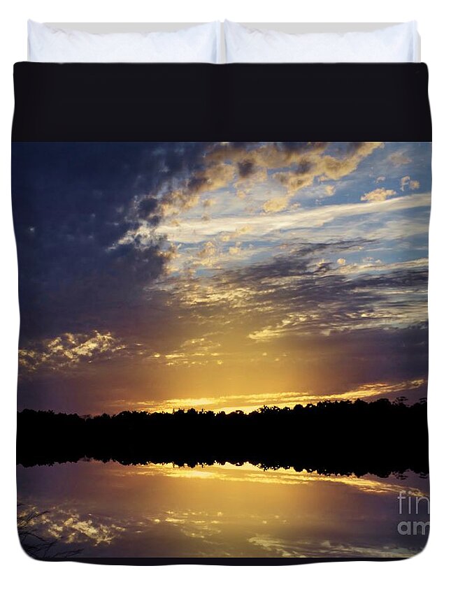 Scenic Duvet Cover featuring the photograph Sunset View From The Causeway by Kathy Baccari