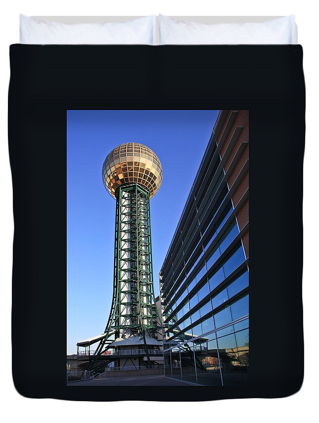 Knoxville Duvet Cover featuring the photograph Sunsphere and Conference Center by Melinda Fawver